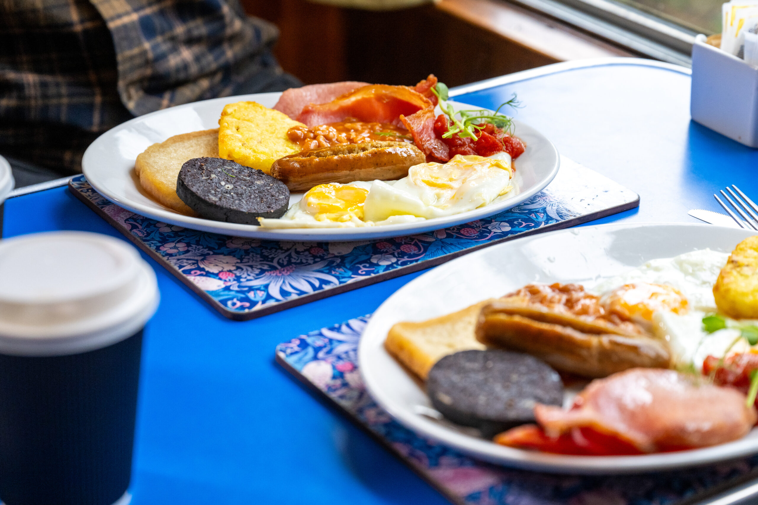 Image of traditional British Breakfast on a heritage Train